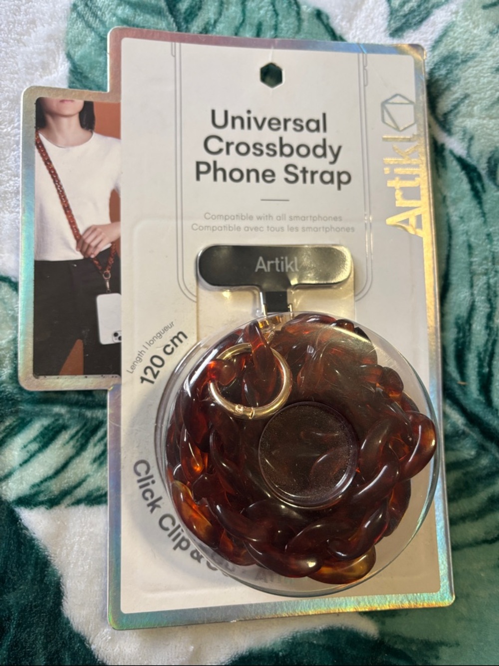 Universal Crossbody Phone Strap - Tortoiseshell Brown